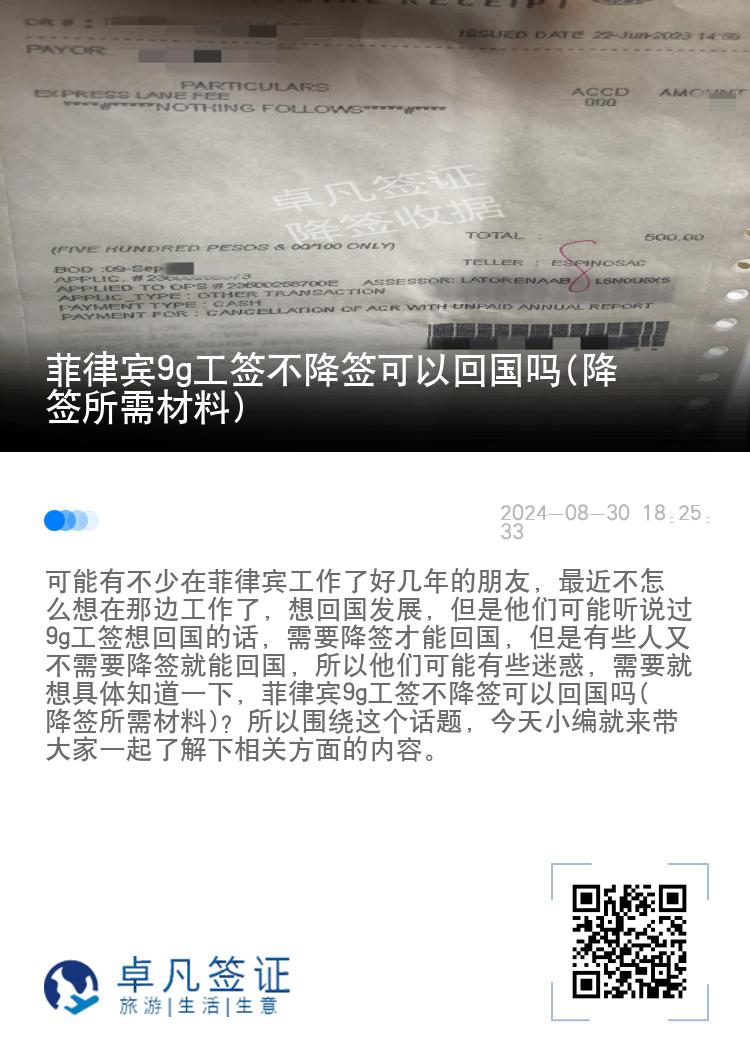 菲律宾9g工签不降签可以回国吗(降签所需材料)